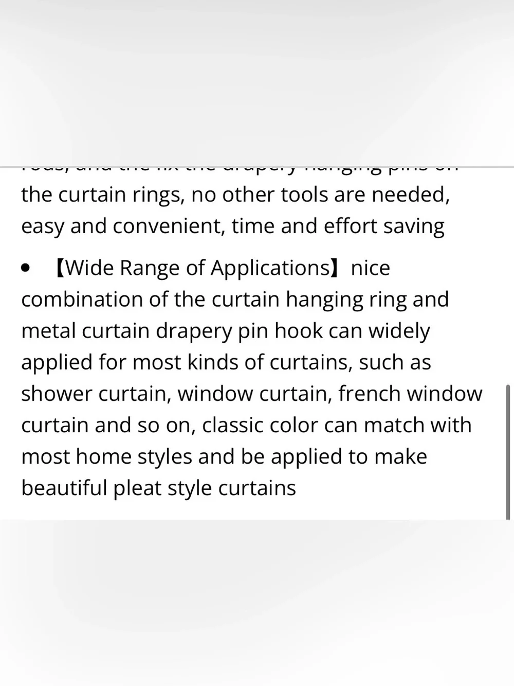 Metal Curtain Drapery Rings & Pin Hooks - 30mm Inner Diameter - BLACK
